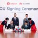 Business leaders from Telecel Group and Huawei signing the MOU in Shenzhen, China