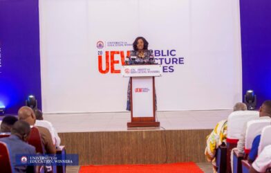 Ing. Patricia Obo-Nai speaks as Chair of the second UEW Public Lecture Series.