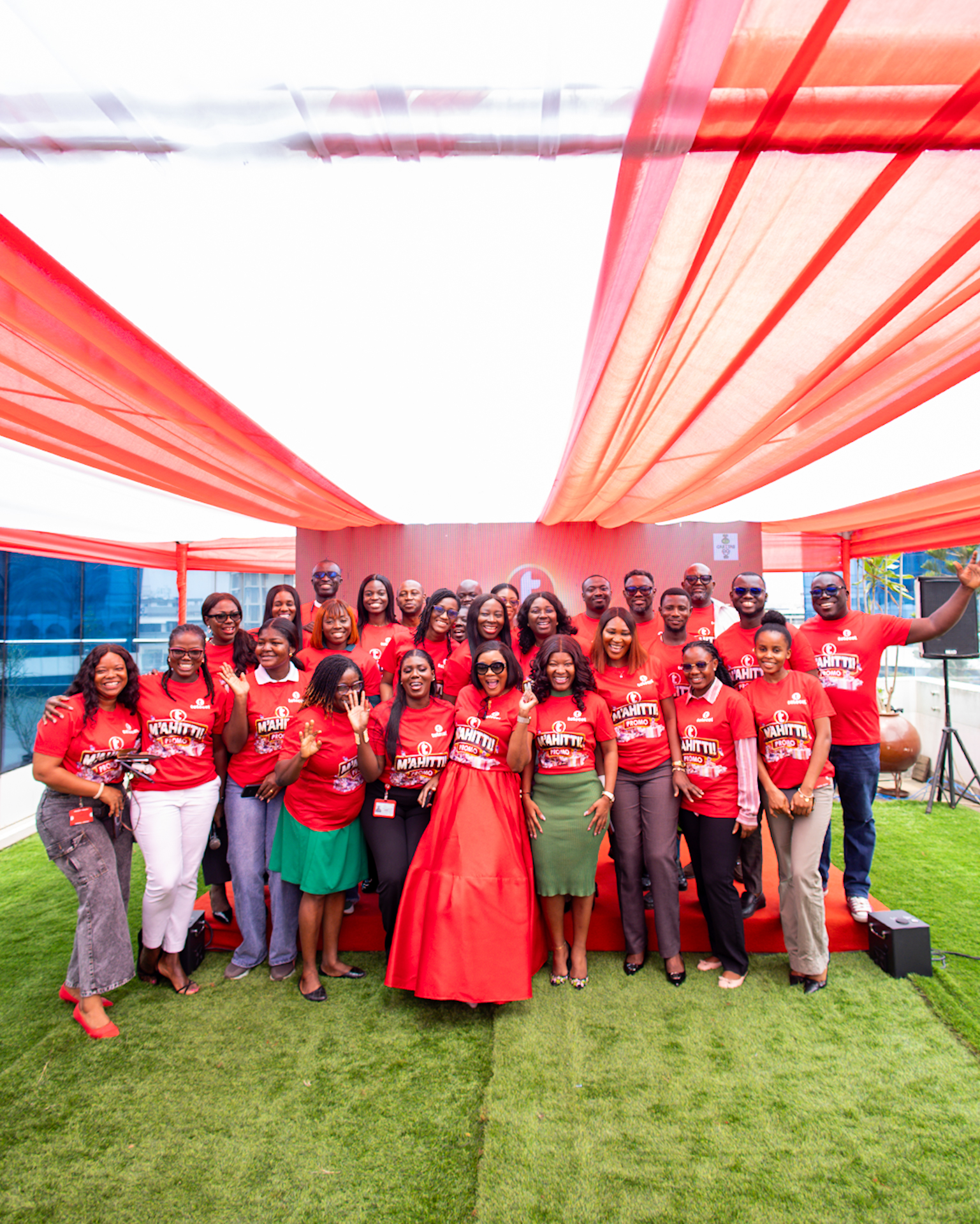 Telecel’s senior management team and officials from National Lottery Authority and Kunim at the launch of Telecel M’ahitti Promo.