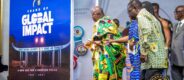 Asantehene Otumfuo Osei Tutu II unveils the commemorative anniversary book, 70 Years of Global Impact, which featured Telecel CEO, Ing. Patricia Obo-Nai.