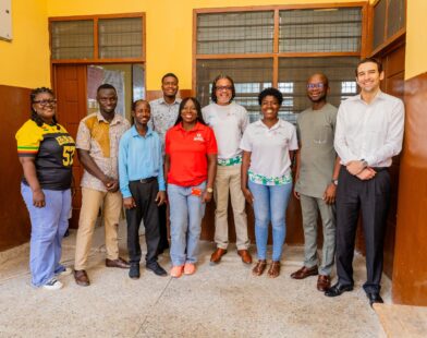 Telecel Ghana’s delegation together with programme partners during the observational visit to a beneficiary school.